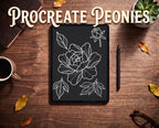 Japanese Peony Tattoo Stencils – Procreate Stamps – preview 7