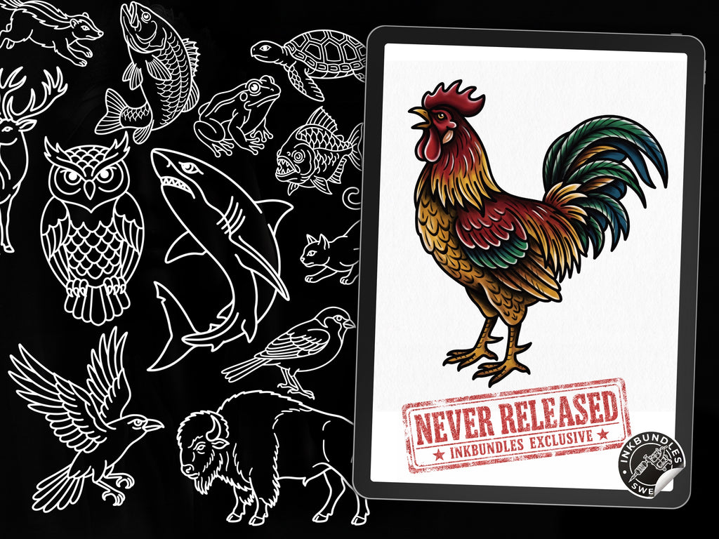 Animal Tattoo Stencils – 200+ Procreate Stamps – preview 5