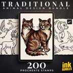 Animal Tattoo Stencils – 200+ Procreate Stamps – preview 2