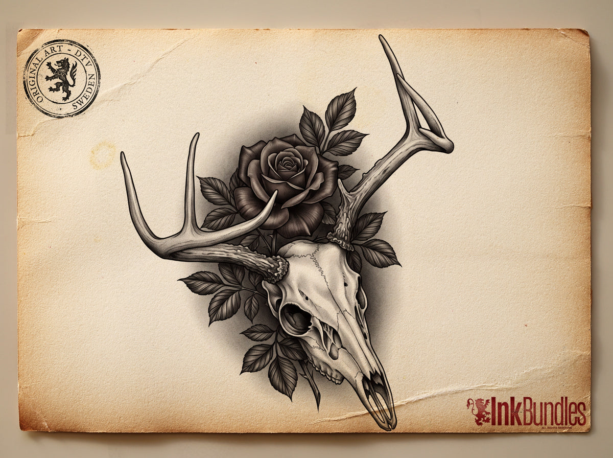 Animal Skull Tattoo Stencils – 57 Procreate Stamps – preview 6