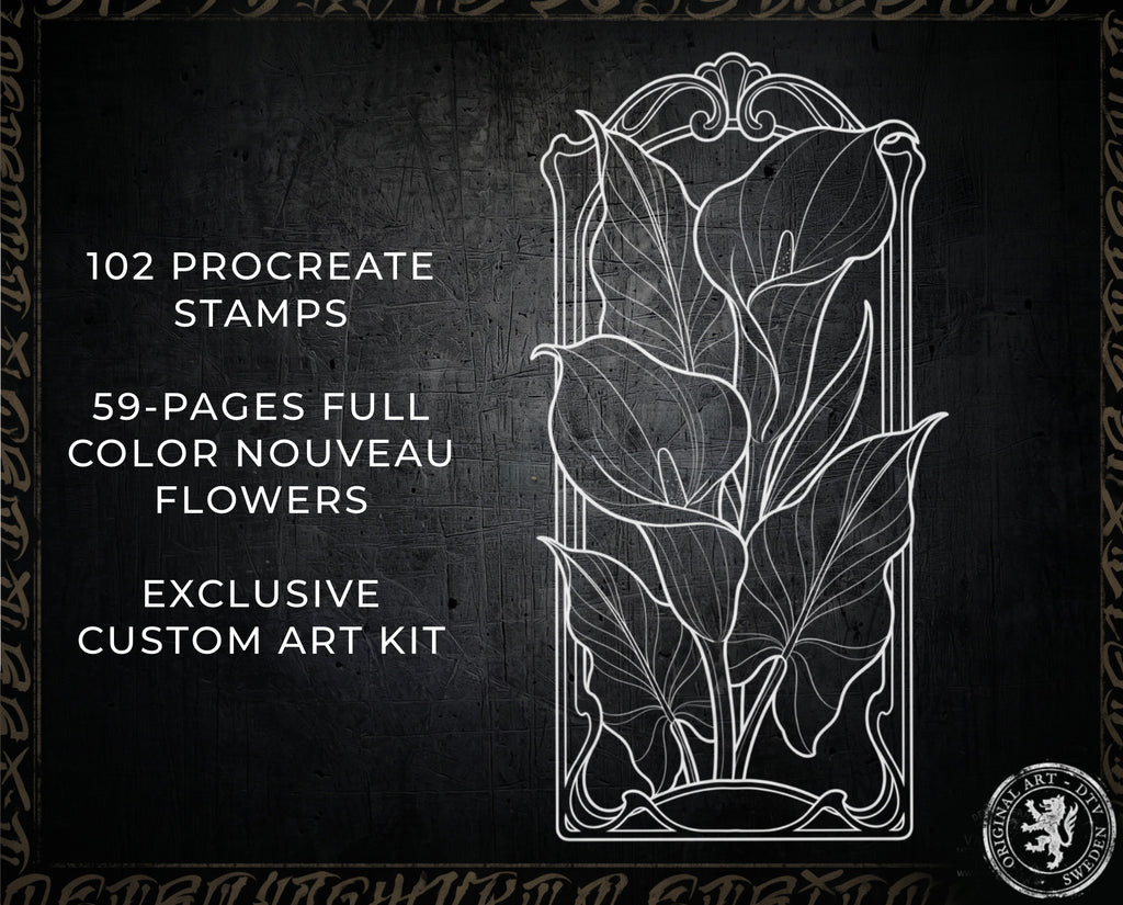 Flower Tattoo Stencils – 102+ Procreate Stamps – preview 5