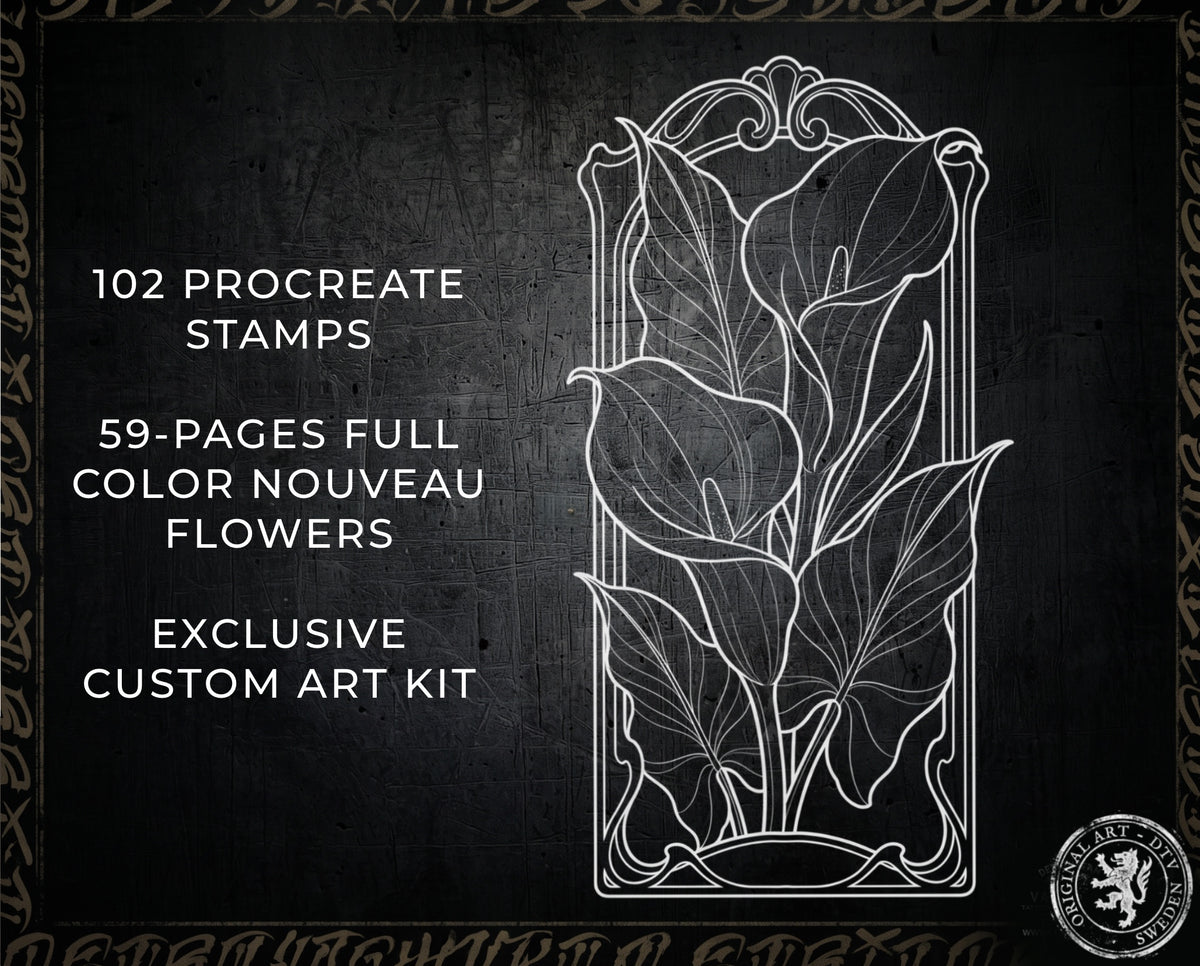 Flower Tattoo Stencils – 102+ Procreate Stamps – preview 5
