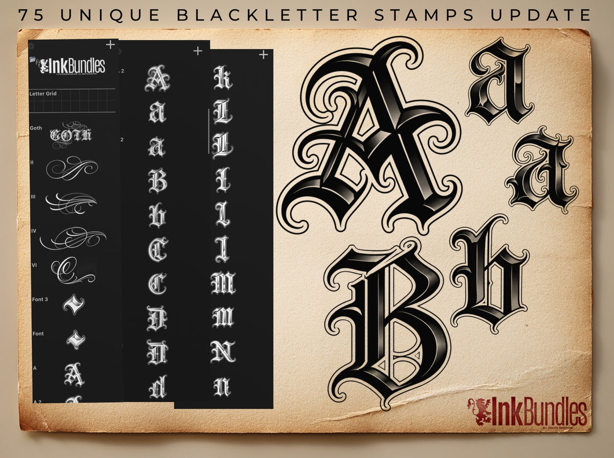 Tattoo Lettering 2026 – Procreate Lettering Kit