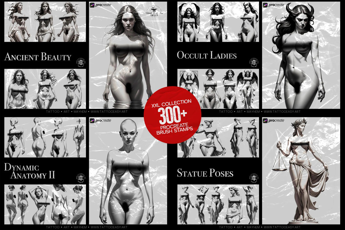 Artist Anatomy – 300+ Female Body Procreate Reference Stamps