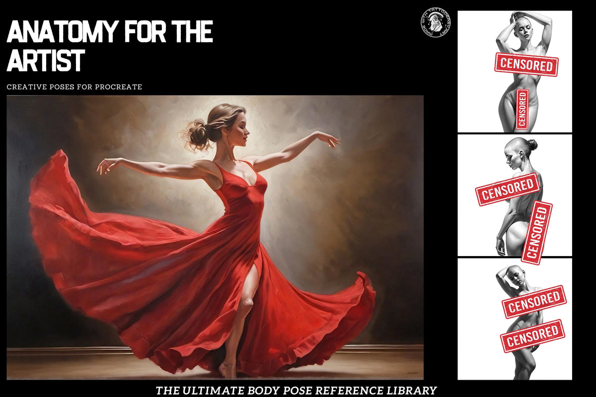 Artist Anatomy – 300+ Female Body Procreate Reference Stamps – preview 8