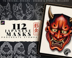 Hannya & Japanese Mask Tattoo Stencils – 112+ Procreate Stamps