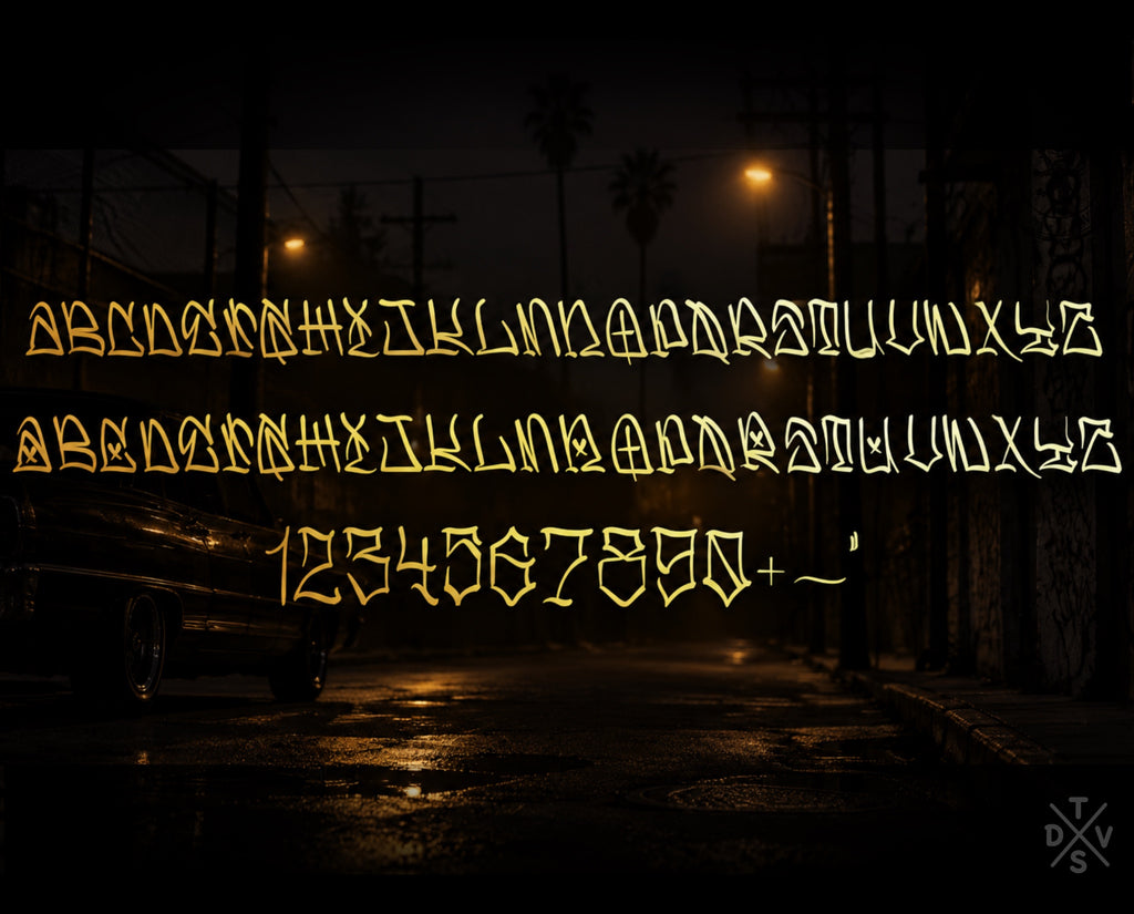 Cholo Street Letters Tattoo Font – Commercial Licence – preview 4