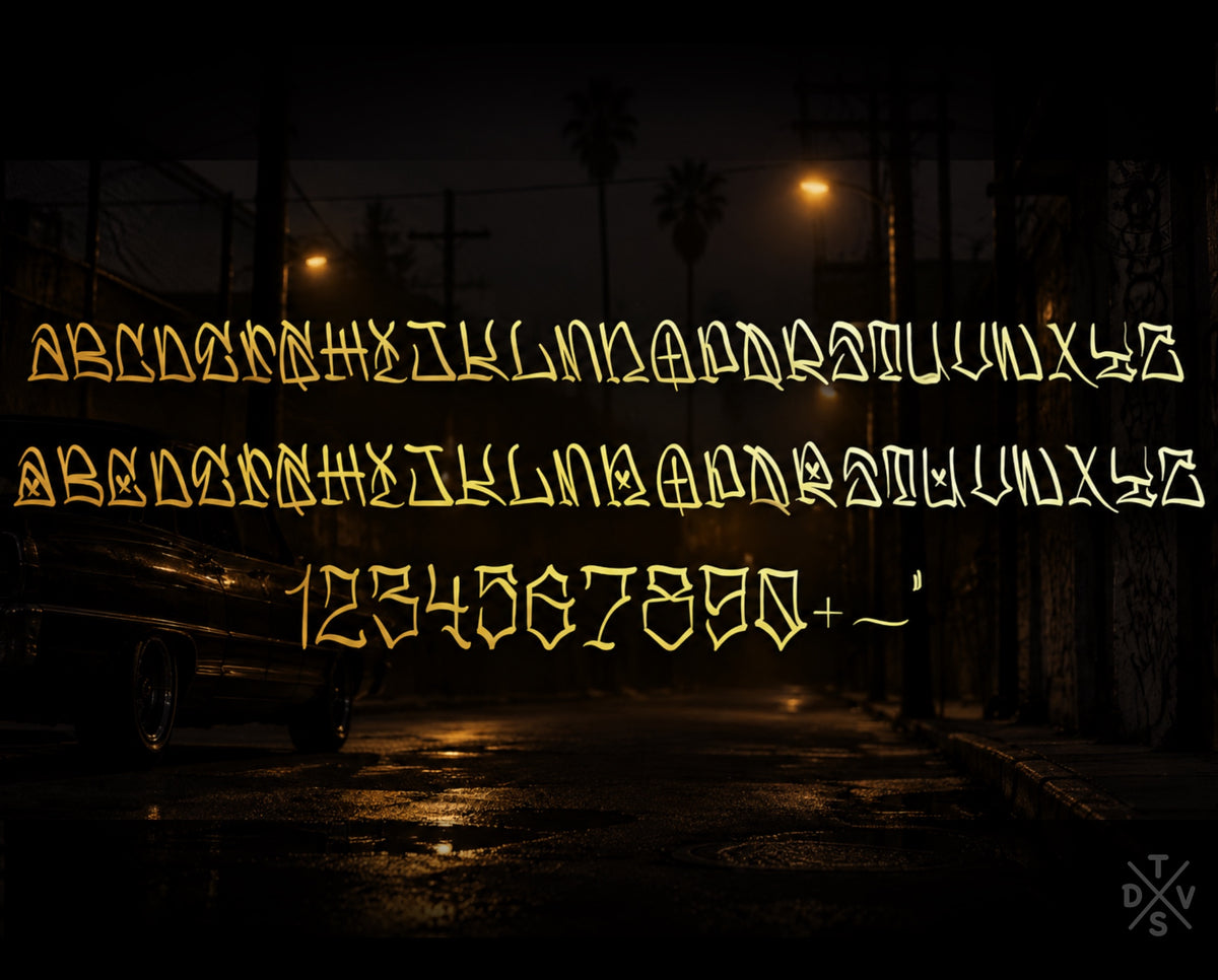Cholo Street Letters Tattoo Font – Commercial Licence – preview 4