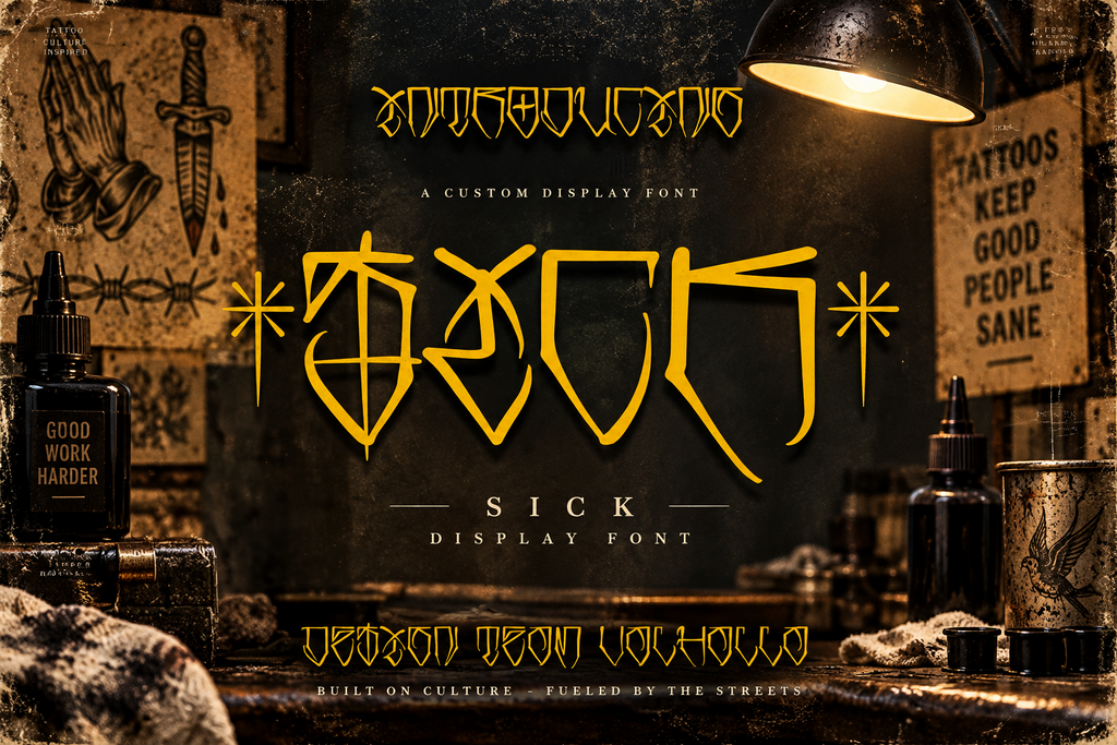 Sick Bury Your Dead tattoo font – custom OTF typeface for tattoo lettering and logos by Inkbundles
