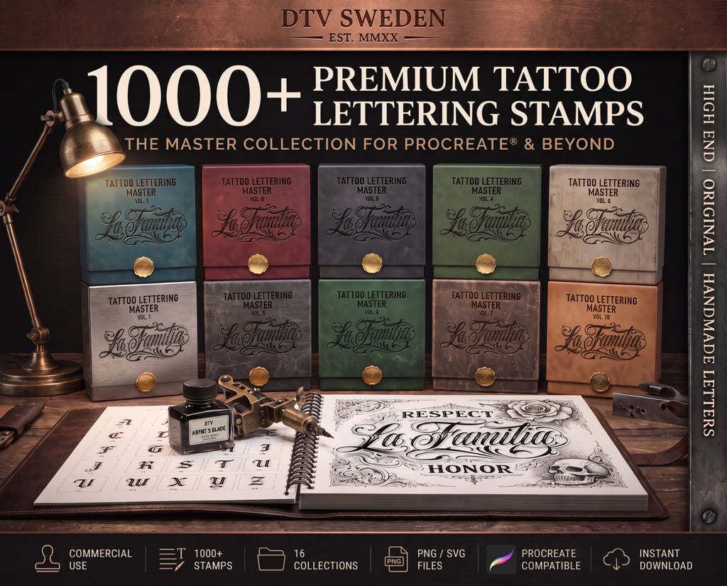 Tattoo Lettering 2026 – Procreate Lettering Kit