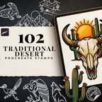 Wild West Tattoo Stencils Bundle - 300+ Procreate Stamps