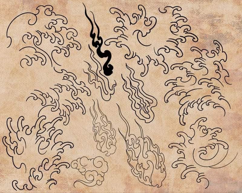 Japanese background design kit / ~ 100+ Procreate stamp brushes & textures