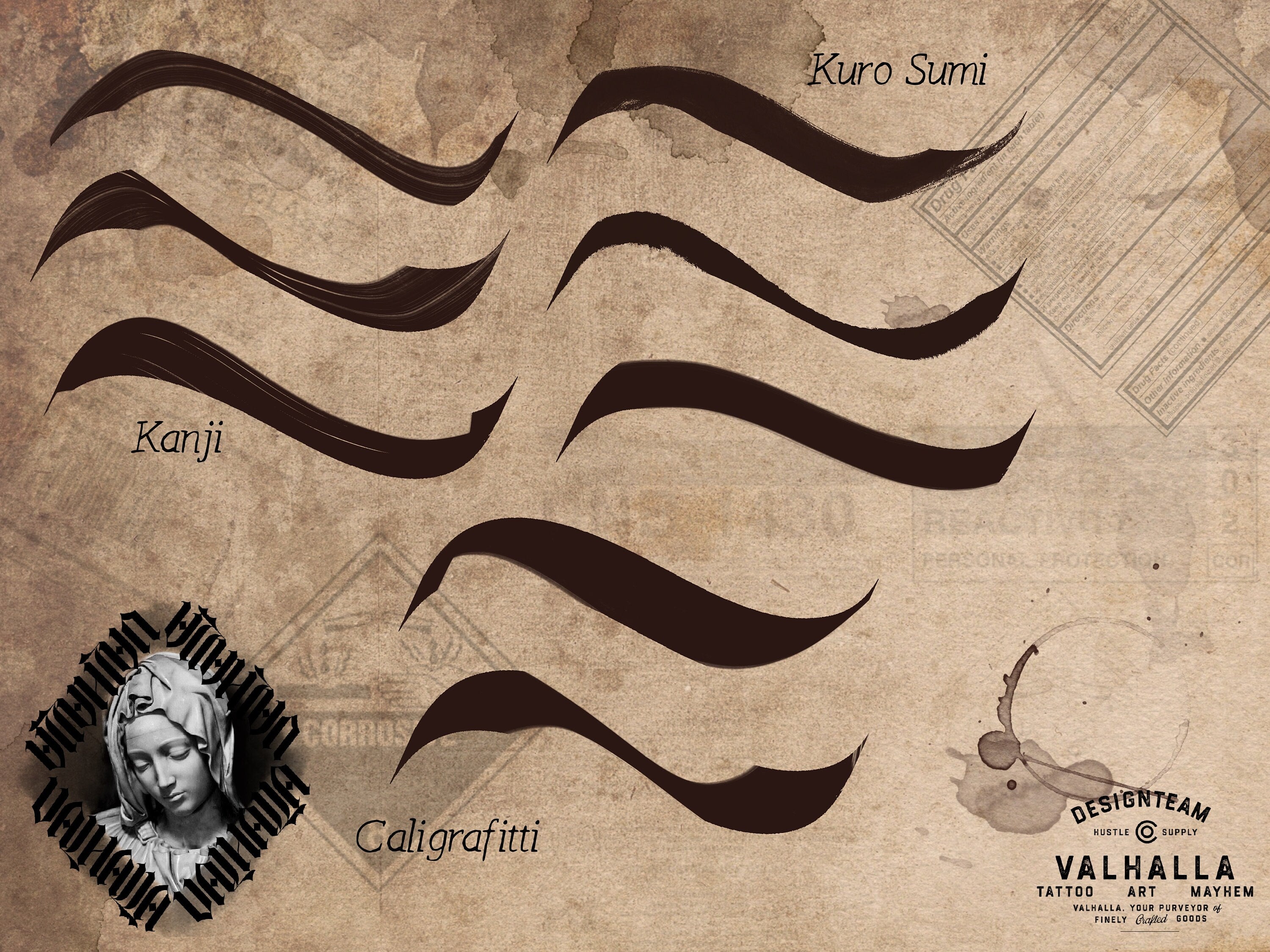 Procreate Brushes: Kanji Calligrafitti Art, Zodiac Signs Font (Digital Download)