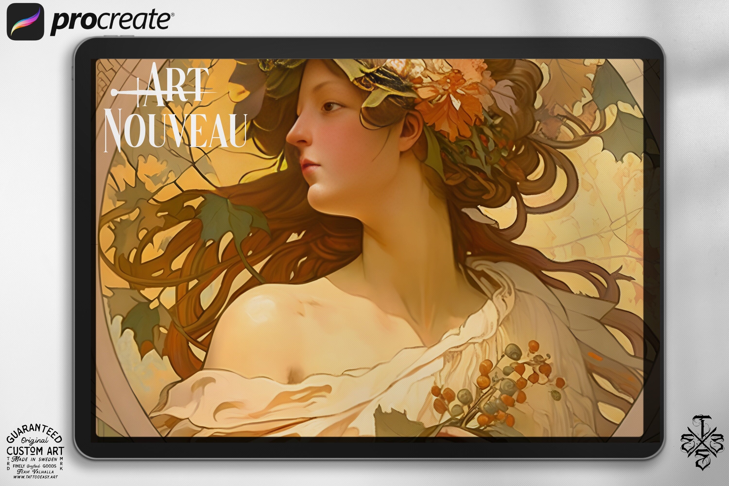 Art nouveau reference mega bundle, Procreate stamps and extras
