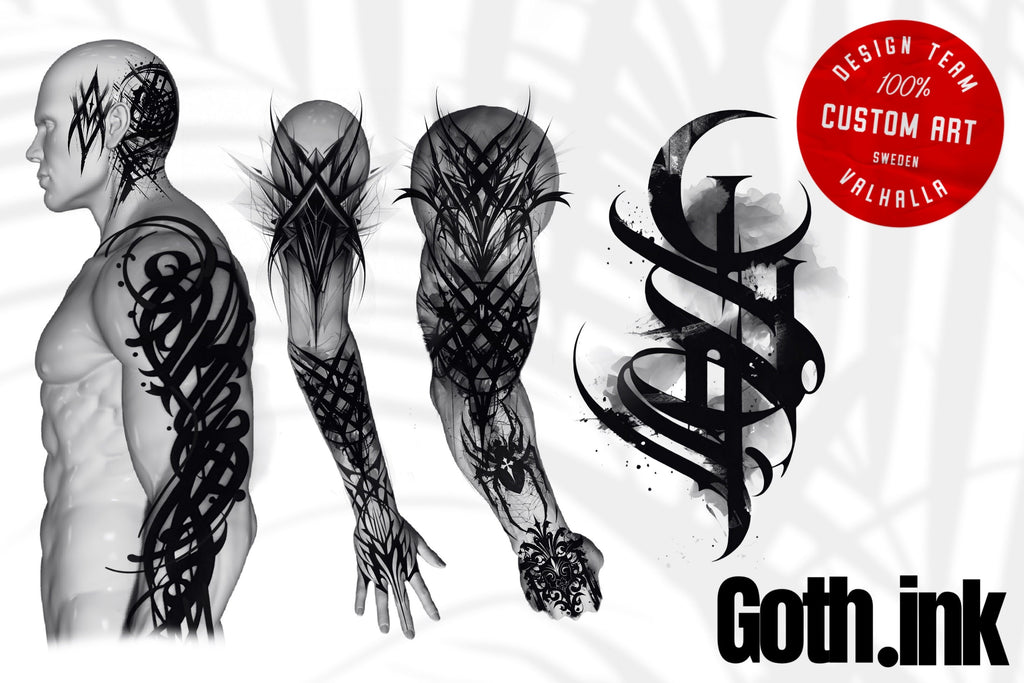 Goth Ink Tattoo Art: Procreate Stamps, Dark Calligraphy (Digital Download)