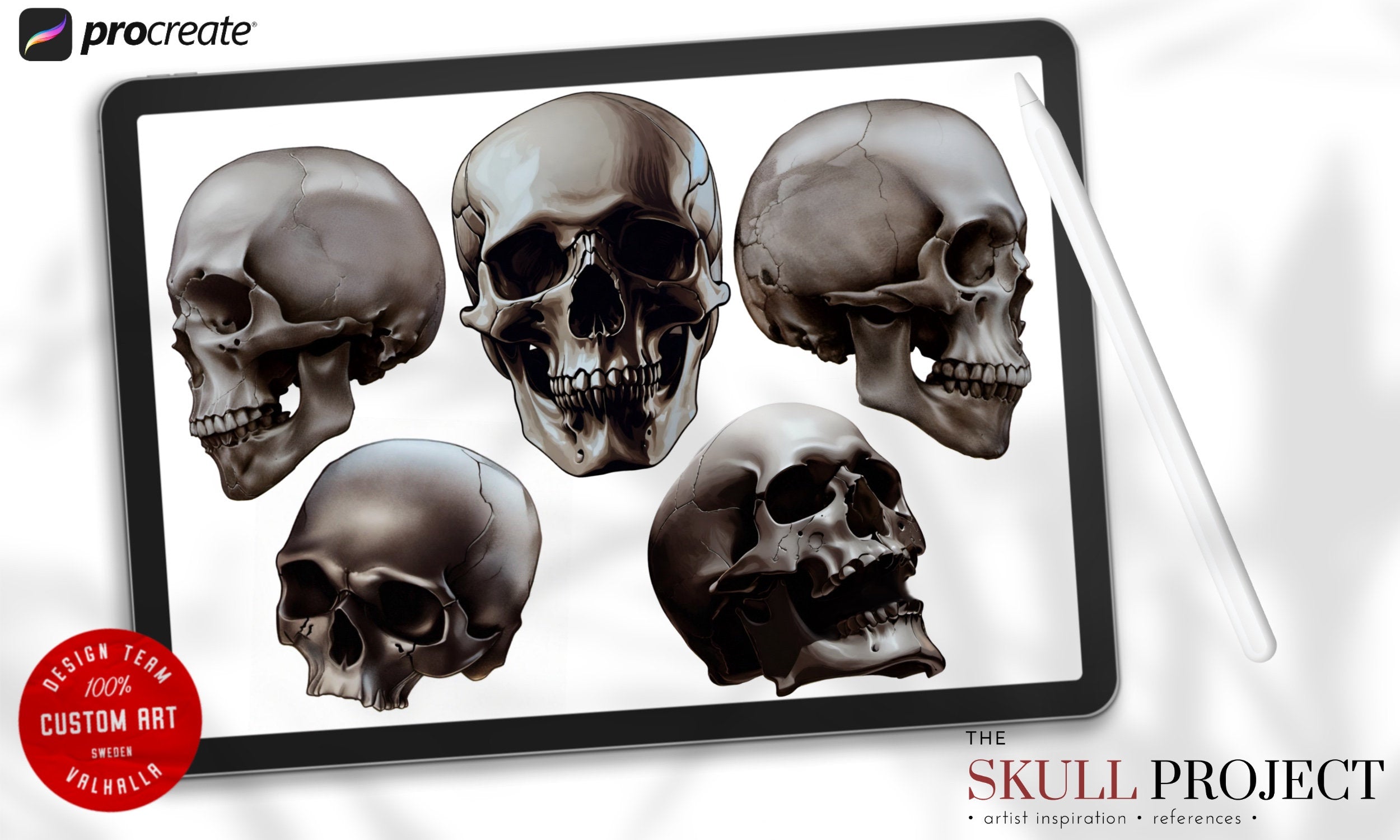 The skull project, 500 custom designs for Procreate