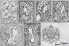 Art nouveau reference mega bundle, Procreate stamps and extras