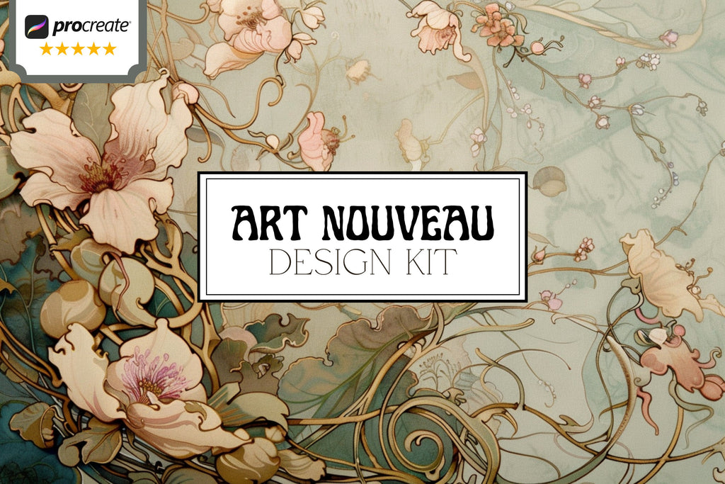 Art nouveau reference mega bundle, Procreate stamps and extras