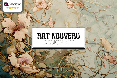Art nouveau reference mega bundle, Procreate stamps and extras
