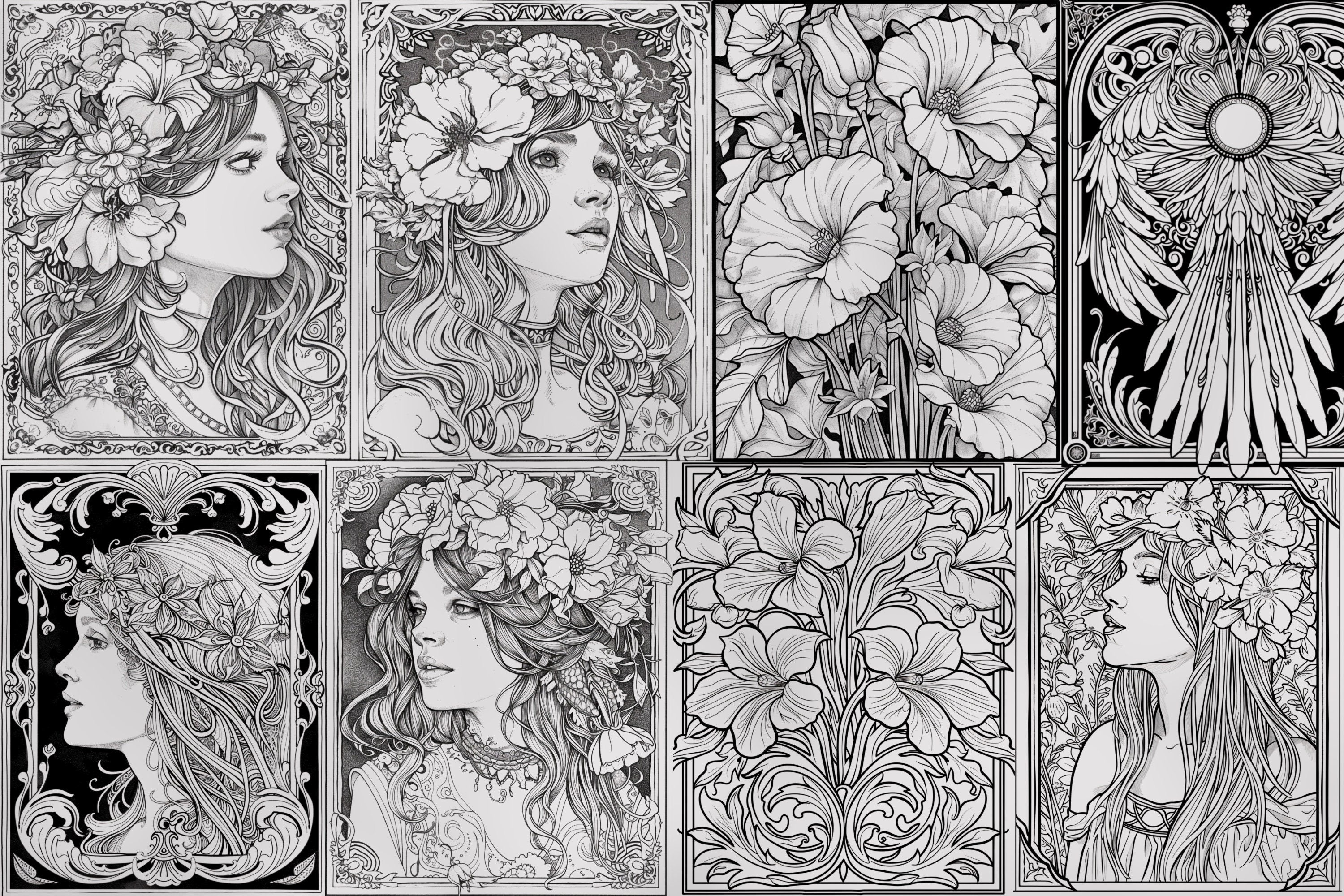 Art nouveau reference mega bundle, Procreate stamps and extras