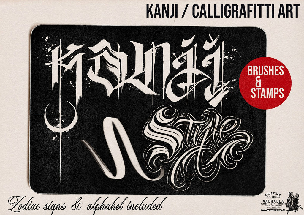 Procreate Brushes: Kanji Calligrafitti Art, Zodiac Signs Font (Digital Download)