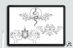 Sternum Tattoo Designs for Procreate: 25 Ready-Made Stamps + Construction Kit (Digital Download