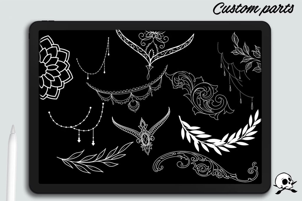 Sternum Tattoo Designs for Procreate: 25 Ready-Made Stamps + Construction Kit (Digital Download