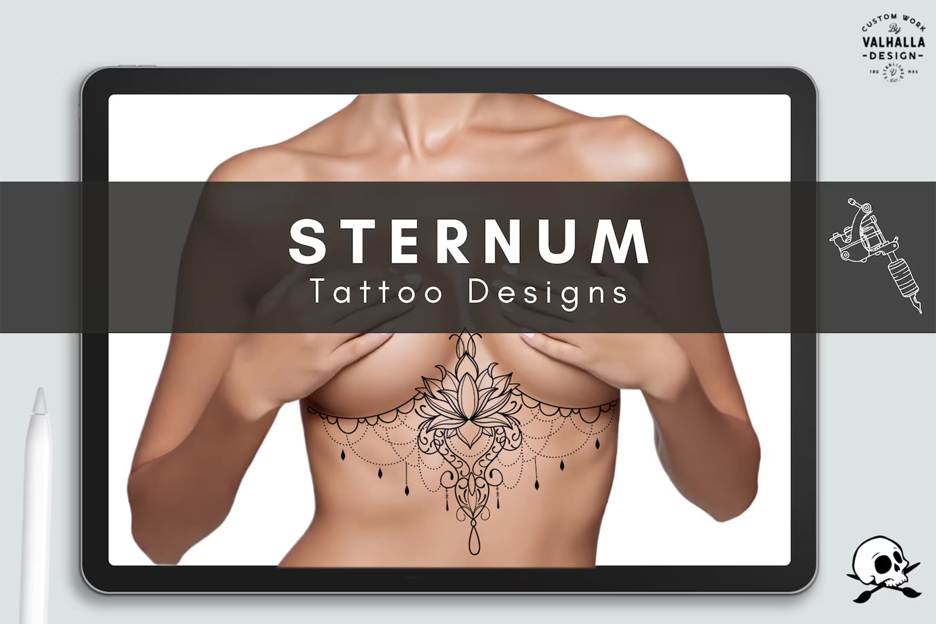 Sternum Tattoo Designs for Procreate: 25 Ready-Made Stamps + Construction Kit (Digital Download