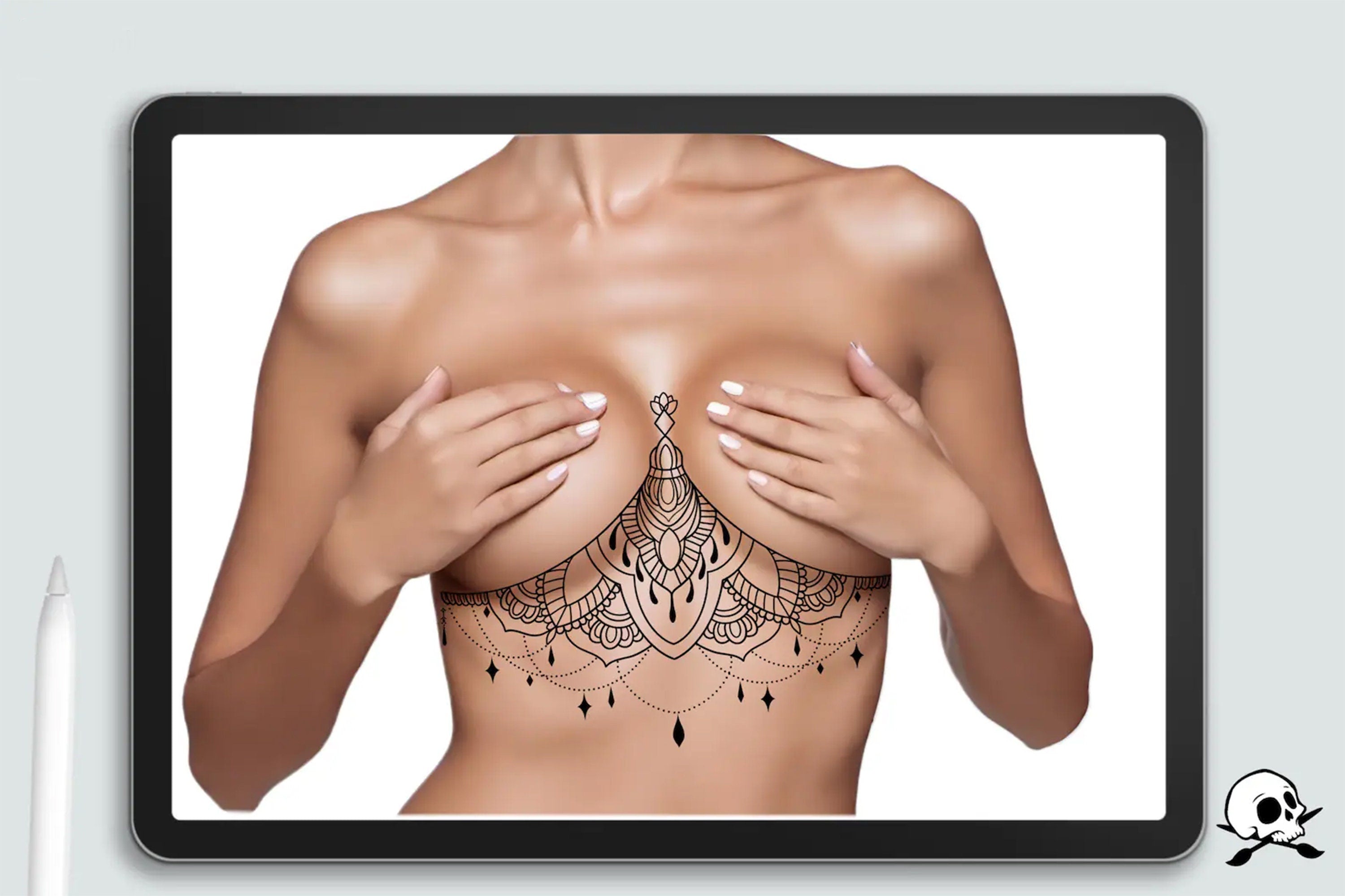 Sternum Tattoo Designs for Procreate: 25 Ready-Made Stamps + Construction Kit (Digital Download