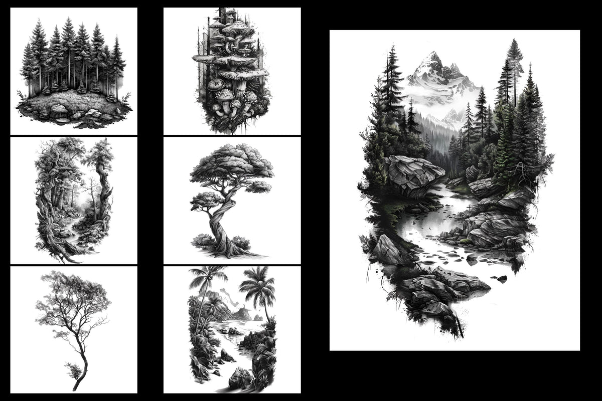 Procreate, landscape design kit, over 200 custom made references for Procreate