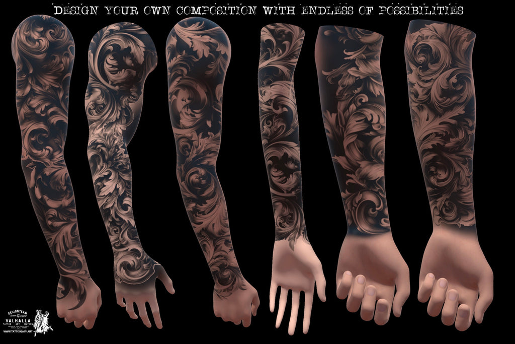 Baroque Scrollwork Design Kit: PNG & Procreate Stencils for Tattoos