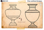 Procreate tattoo art, 35 vases drawn by hand ~ ready made tattoo templates