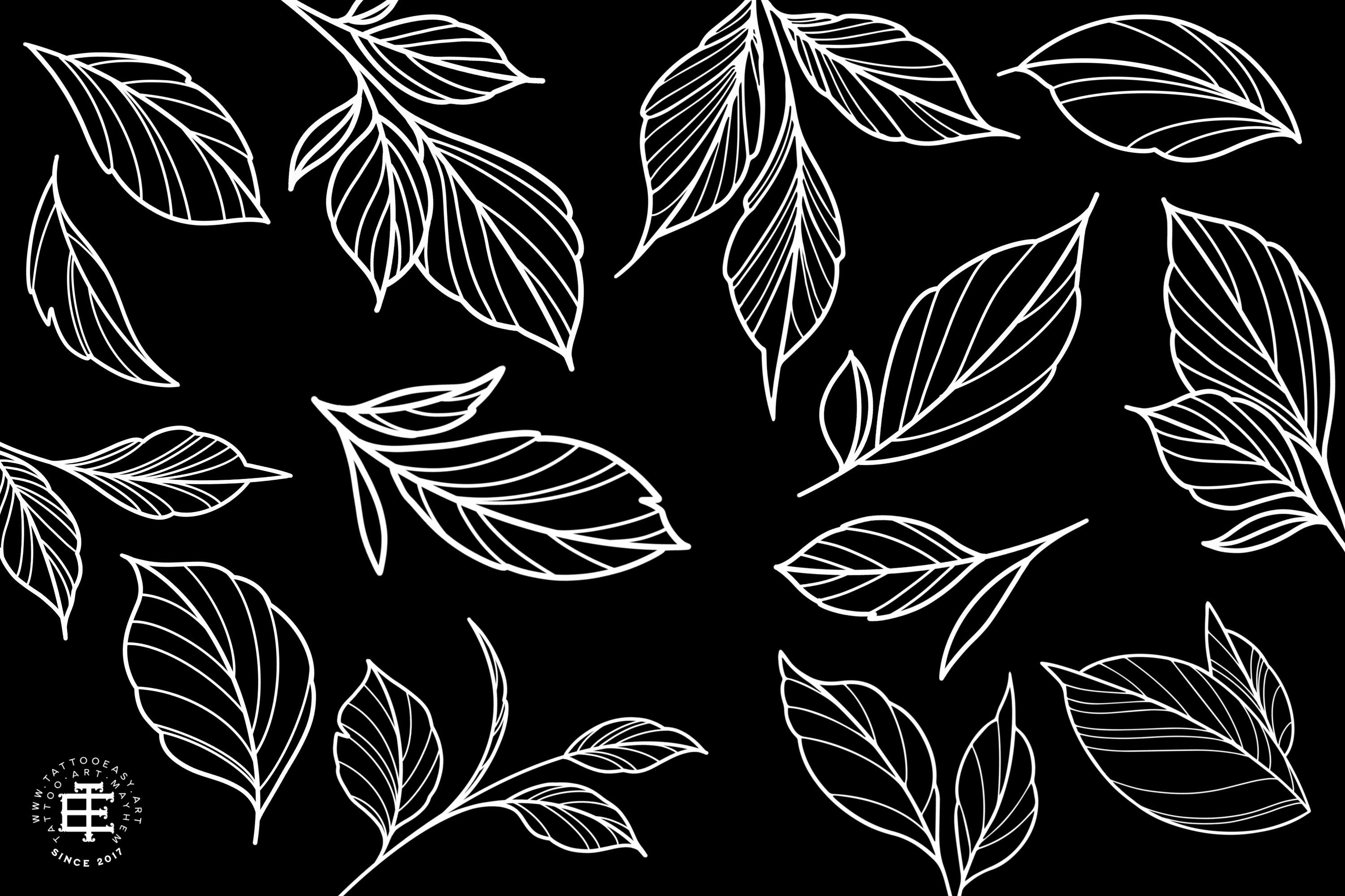 Procreate - Garden Essentials, Tattoo Leaves & Flowers, Fineline, hand drawn, Commercial Use