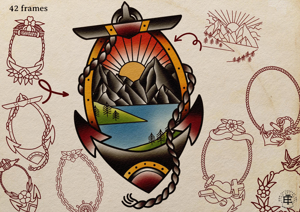 Traditional Tattoo Toolkit – Procreate Stamps & Brushes