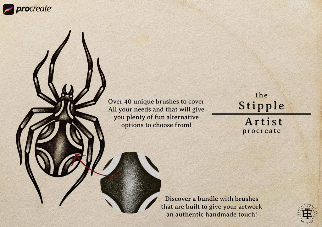 Procreate Stipple Brushes: 62 Custom Tattoo Shaders (Digital Download)