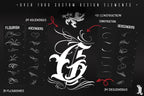 Procreate, Custom Tattoo Lettering Vol.2 / XL bundle 1000+ design elements for Procreate