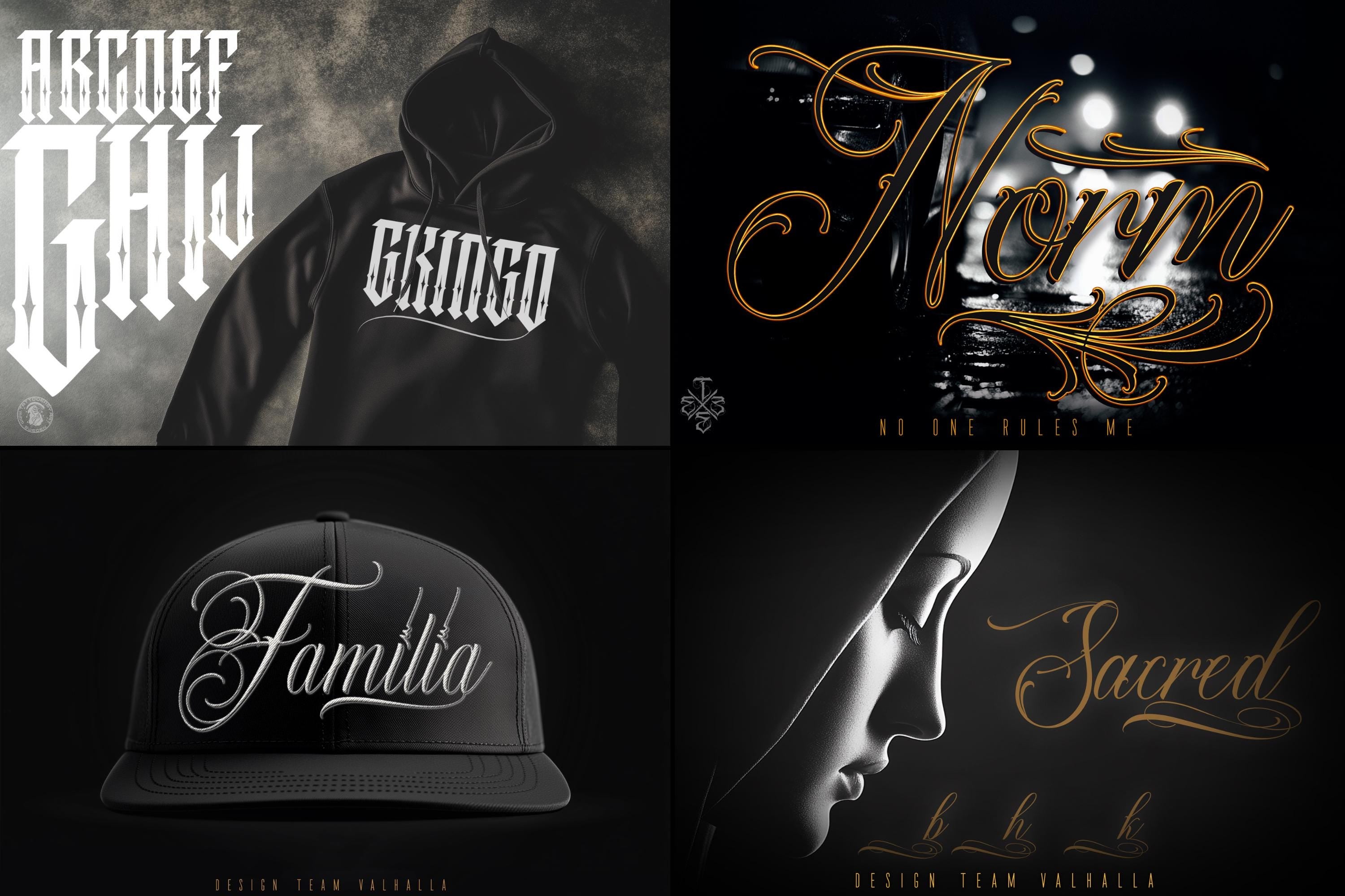 Chicano Lettering kit - Procreate XL | Cholo ( digital download ) Tattoo Fonts design kit