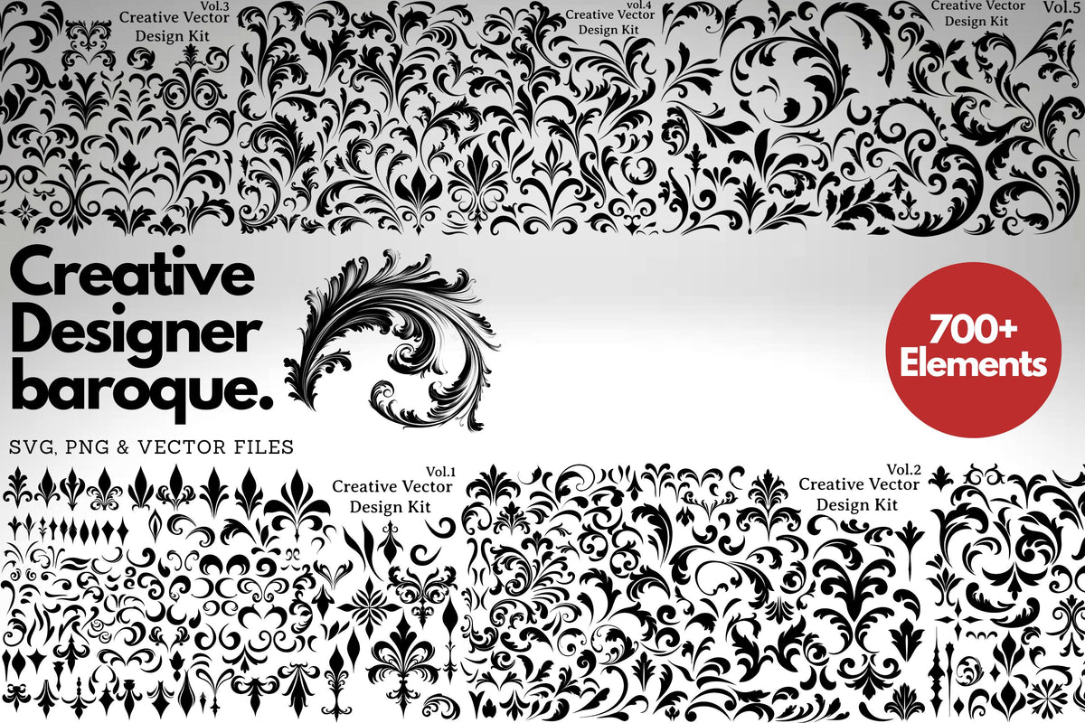 768 Baroque Design Elements – SVG, PNG & Vector Files