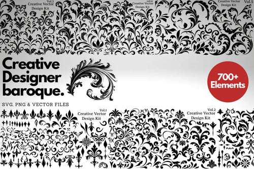 768 Baroque Design Elements – SVG, PNG & Vector Files
