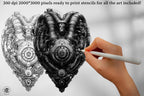 Biomech Design Kit: Procreate Brushes, SVG & PNG Files + Stencils