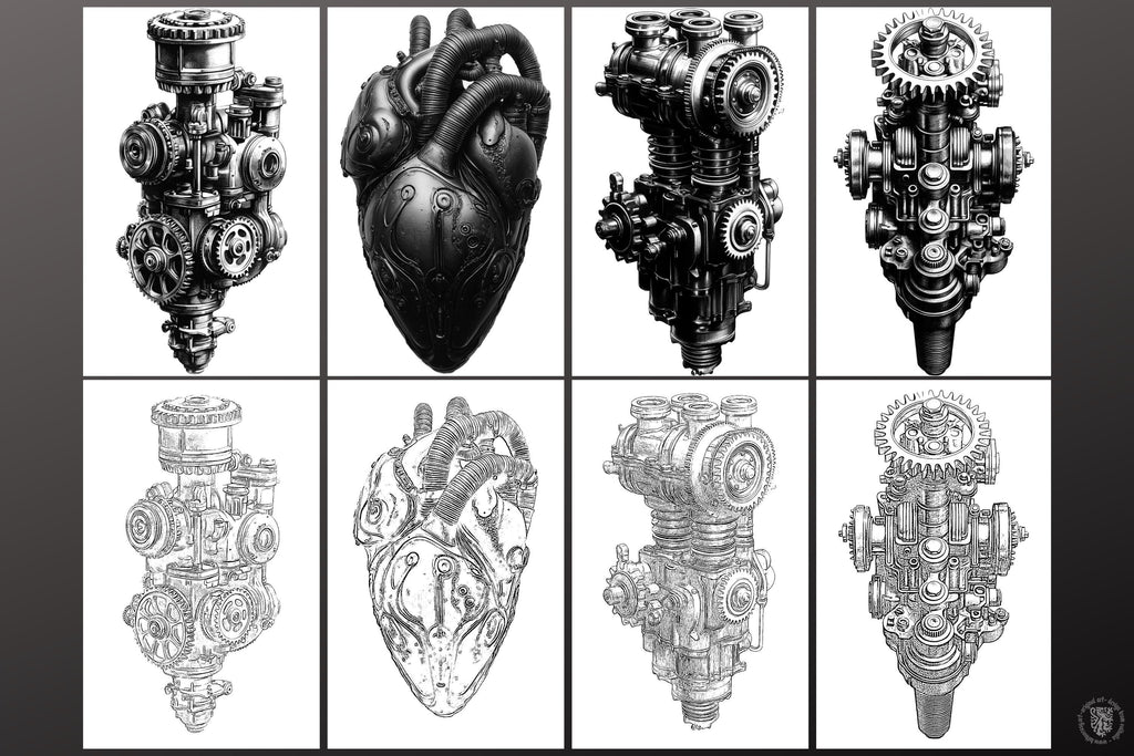 Biomech Design Kit: Procreate Brushes, SVG & PNG Files + Stencils