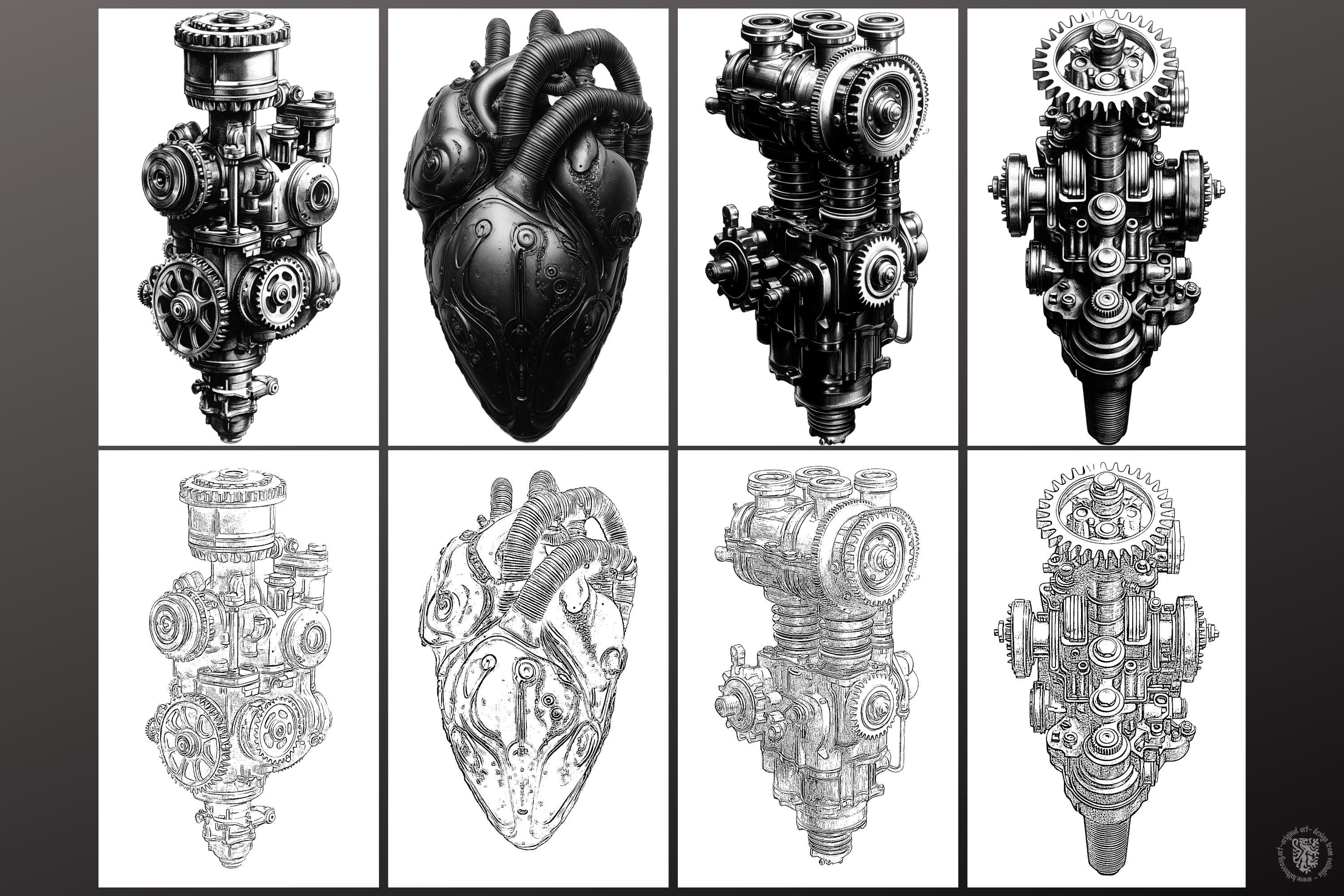 Biomech Design Kit: Procreate Brushes, SVG & PNG Files + Stencils