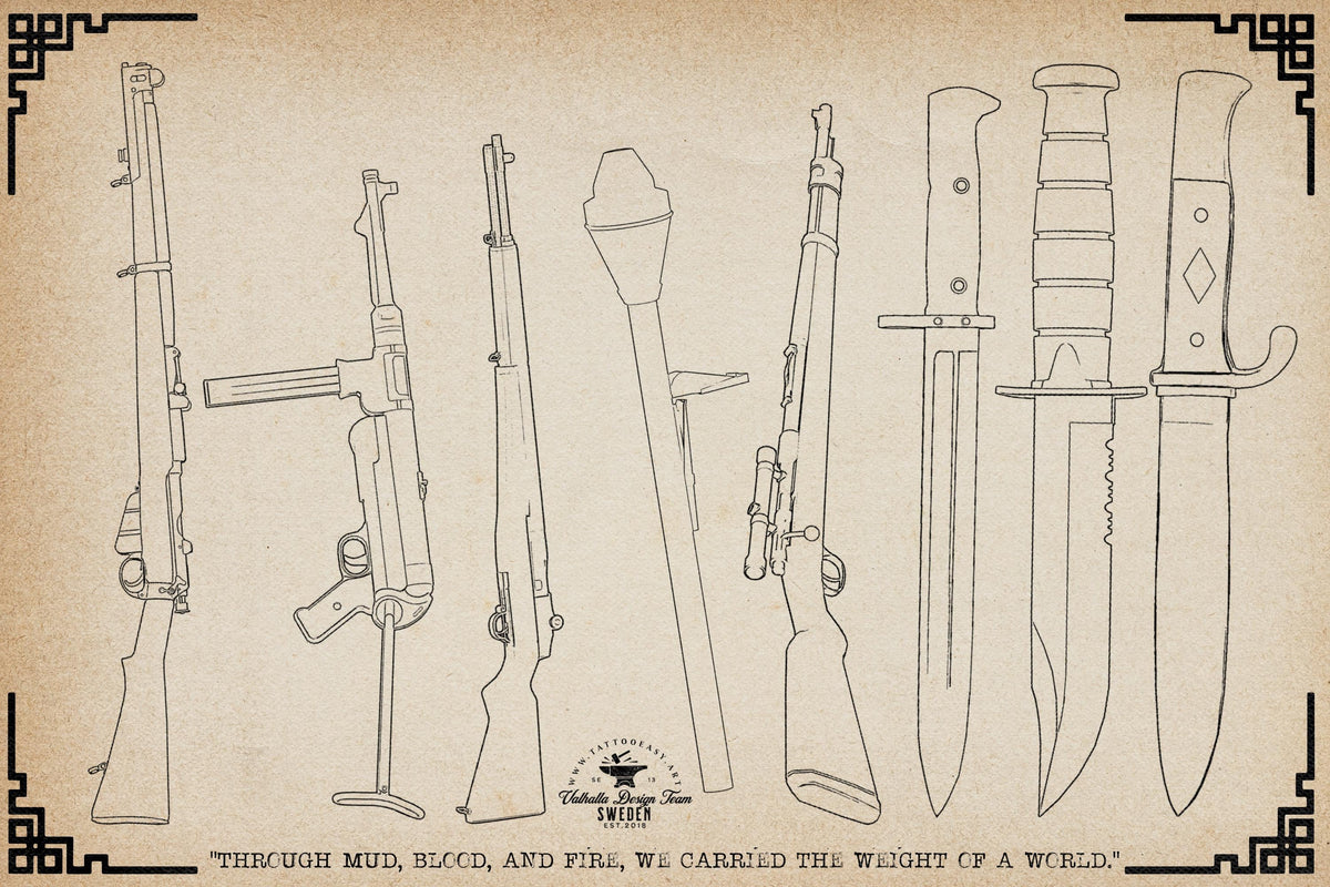Procreate World War Reference Kit: 360+ Stamps for Tattoo & Concept Artists (Digital Download)