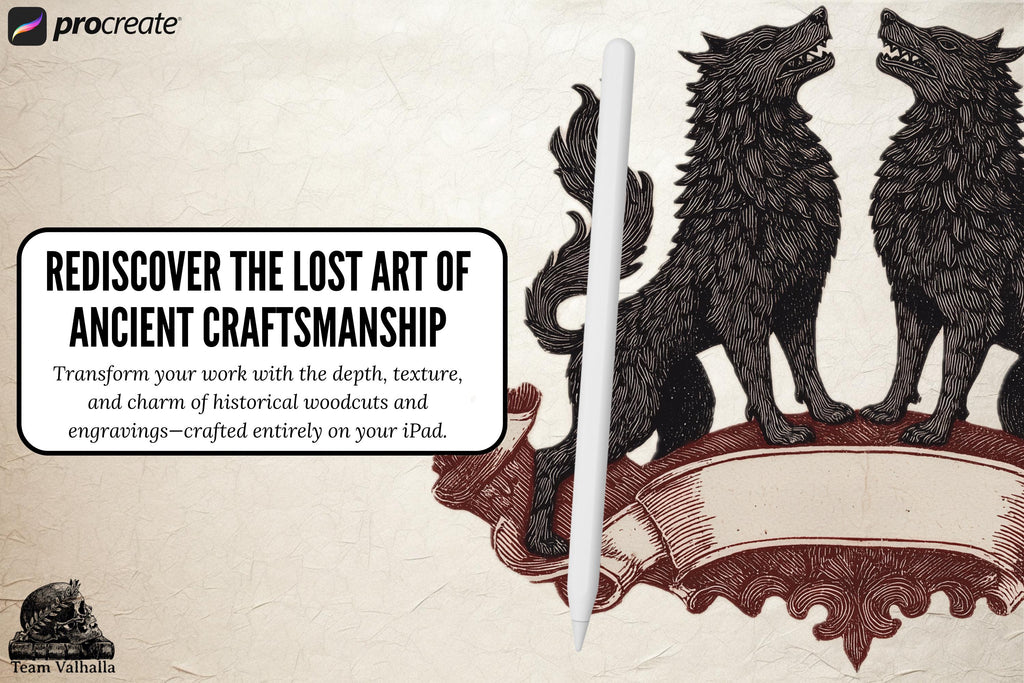 Medieval Ink Procreate Brushes: Old World Woodcut & Engraving Textures (200+ Custom Brushes) (Digital Download