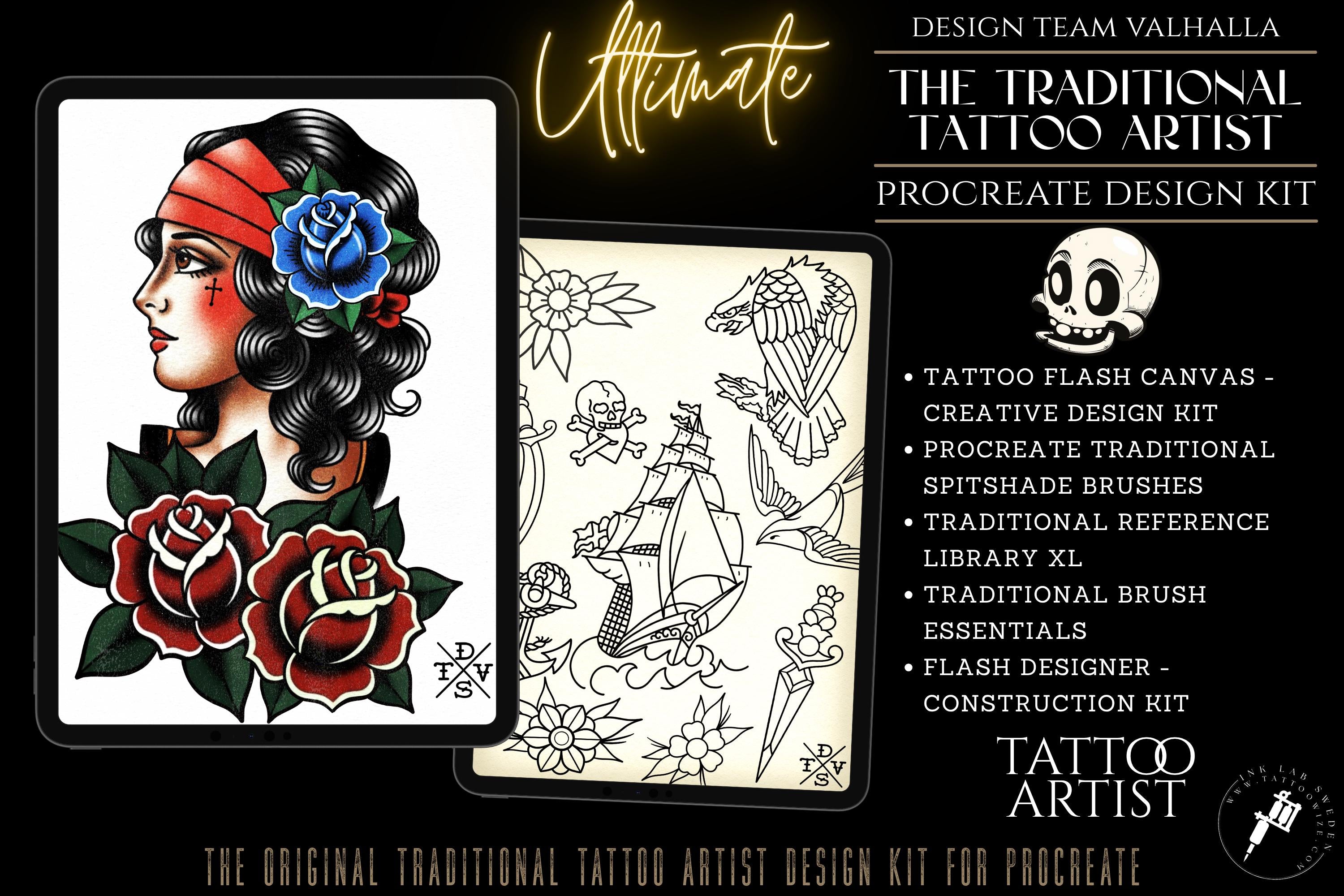 The Traditional Tattoo Artist Ultimate, Procreate kit for artists XXL - The original bundle crafted by hand!