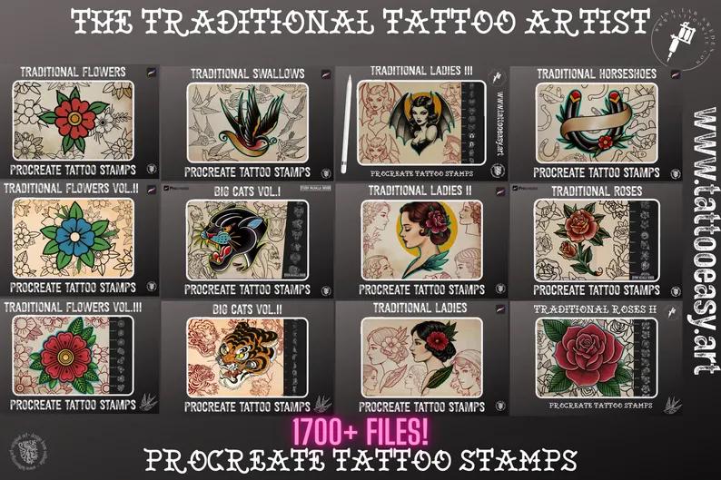 The Traditional Tattoo Artist Ultimate, Procreate kit for artists XXL - The original bundle crafted by hand!
