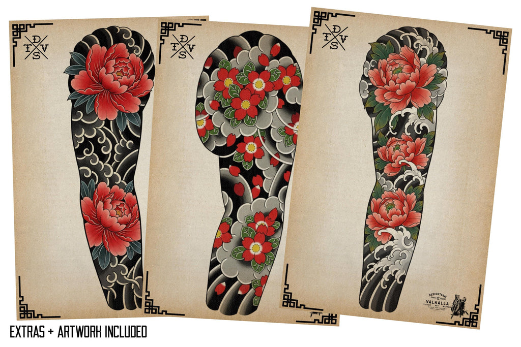 Japanese Tattoo Artist, Watercolor & Flash design kit