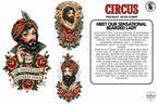 PDF, Circus Tattoo Stencils, Traditional Tattoo Art (Digital Download)