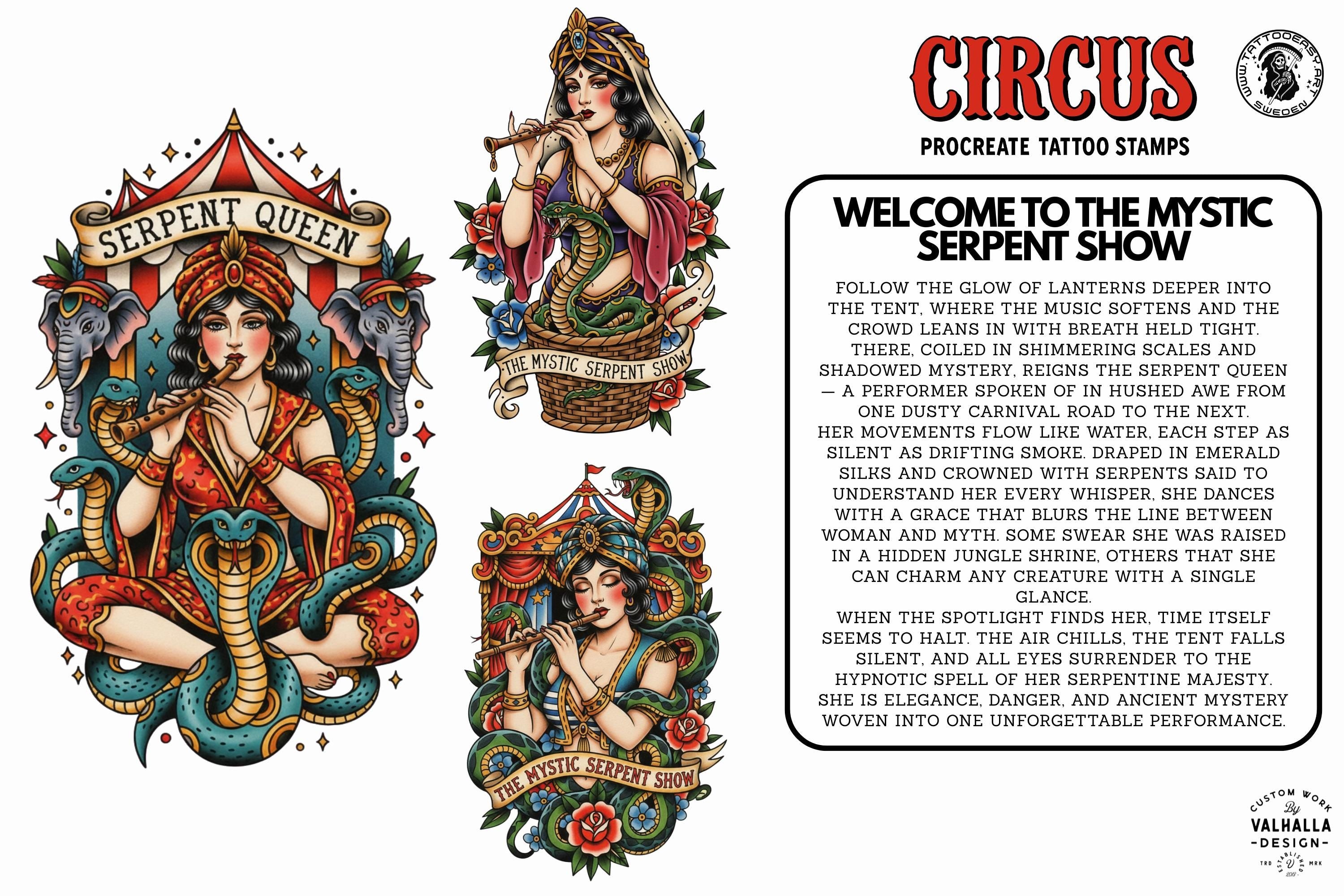 PDF, Circus Tattoo Stencils, Traditional Tattoo Art (Digital Download)