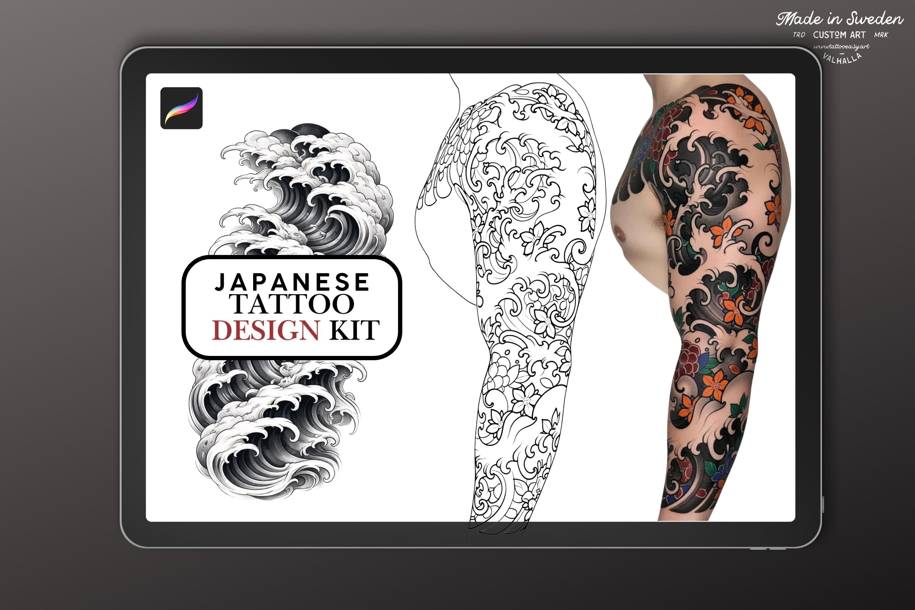 Japanese background design kit / ~ 100+ Procreate stamp brushes & textures